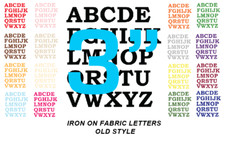 IRON ON Die Cut FABRIC LETTERS! 3" Size - MULTI Colours! OLD STYLE - 3 INCH