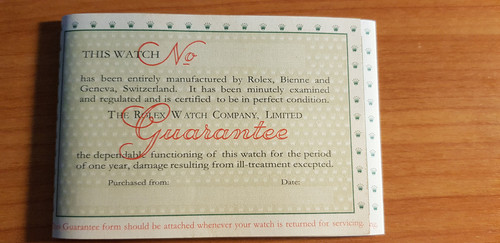 Rolex guarante booklet english - guarante,