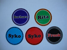 12 BOWLS STICKERS 1" ANY NAME