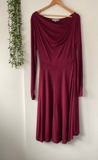 Nomads Burgundy Draped Neck Midi Dress – Boho Autumn Style Size Medium