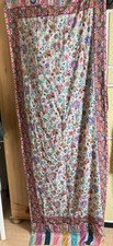 Vintage Shawl Stole Crewel Floral Multicoloured Kashmiri 75 x 102mm