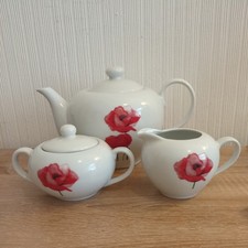 Sabichi Poppy Design Teapot, Sugar Bowl & Cream/Milk Jug Excellent Condition?