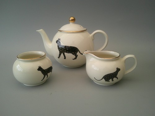 Arthur wood black cat tea - cat, pot