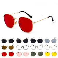 Trendy Sunglasses Men Women Vintage Hexagon Square Sun Glasses UV400 Protection
