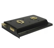 Rim Lock Handle / Knobs Set 6"x 4" Deadbolt -/+ Cast Iron, Chrome, Brass, Black