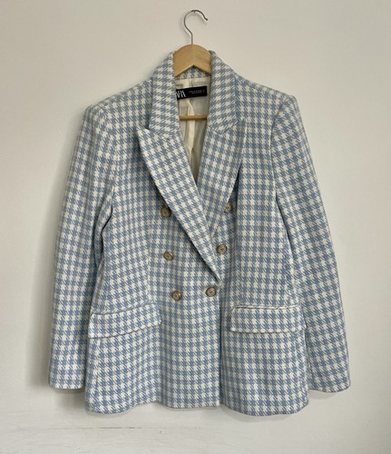 Zara blue white houndstooth - blue,