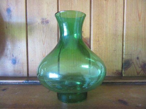 Vintage green glass hurricane - vintage,