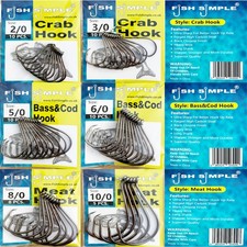High quality Sea Fishing Hooks 2/0 3/0 5/0 6/0 8/0 10/0 Crab Bass Cod Meat Tope