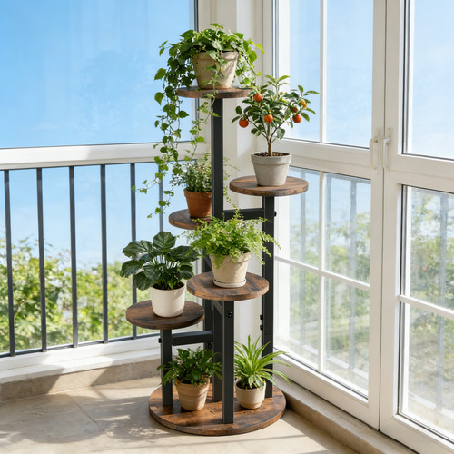 Tier plant stand metal - tier, wood