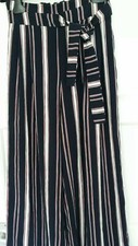 ZARA Women Navy Striped Wide