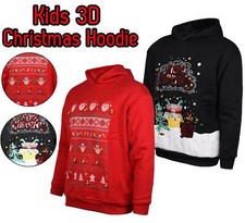 Kids 3D Christmas Hoodie LED