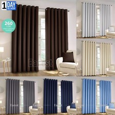 260GMS 2PCS Thermal Blackout Curtains Eyelet Ring Top Ready Made Thick Luxury