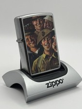 GENUINE Zippo Lighter NORMAN ROCKWELL MILITARY MEN Street Chrome NEW IN BOX