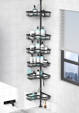 Kegii Telescopic Shower Caddy, 6 Tiers Corner Shower Shelf Adjustable Bathroom