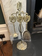 Vintage Brass Horse and Horse Shoe Companion Set