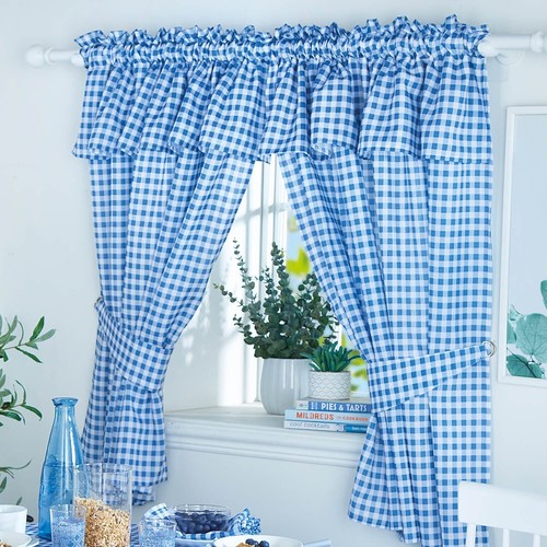 Gingham curtain set - x,