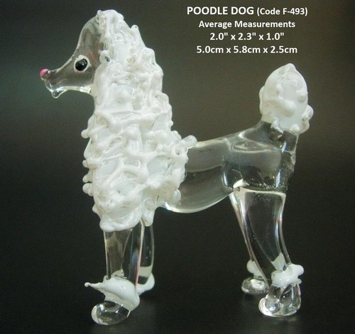 White glass poodle dog - white,