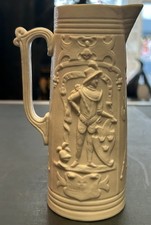 Antique Victorian Relief Moulded Jug King Arthur & Hector Of Troy 16.5cm