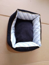 Black Velvet & Grey Dog/Cat Bed 50x40x18cm Reversible Cushion Washable No Tag