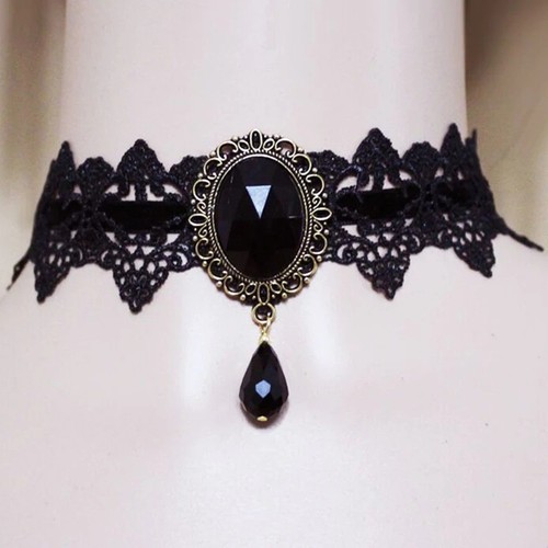 Gothic black lace choker - gothic,