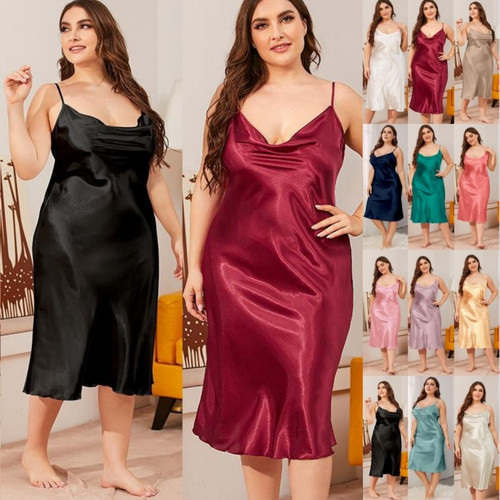 Plus size long women satin - plus,