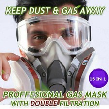 16 IN 1 Gas Mask Full Face Respirator Paint Spray Chemical Facepiece Safety 6200
