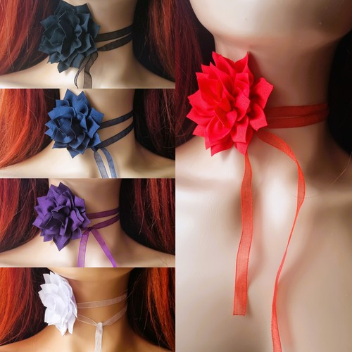 Big rose flower choker - big,