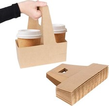Drink Carrier with Handle Cardboard 2 Cup Foldable Cup Carriers Holder 250 pcs