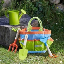 Kids Gardening Tool Kit Set Rake, Fork, Trowel, Watering Can, Tool Bag-FREE P&P