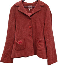 AVOCA RENAISSANCE Coat UK 12 Red Wool Mix Jacket Vintage  Designer Outerwear