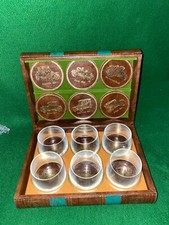 VINTAGE VETERAN CARS DRINKING GLASSES & COASTERS IN BOOK SHAPED BOX for MANCAVE