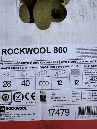 Rockwool 800 pipe - pipe, section