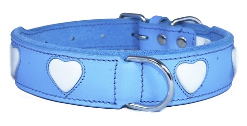 Blue leather dog - blue,