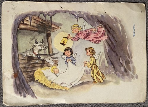 Merry christmas postcard 1950s - christmas,