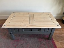 Rustic Modern Coffee Table, Natural Wood Top. Charcoal Matt Base.