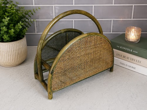 Vintage green rattan cane - green,