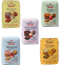 Wrights Cake Mix 5X500g Orange Toffee Ginger Madeira Chocolate Fudge Flavours
