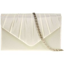 Cream Clutch Bag Ladies Satin Evening Bag Ivory Shoulder Bag Wedding Handbag New