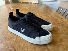 MENS LYLE & SCOTT BLACK LEATHER & CANVAS TRAINERS UK 8 LACE UP SHOES CASUAL