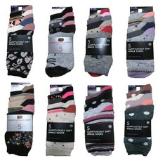Women's Ankle Socks 5 Pairs Sumptuously Soft Ex High Street Store