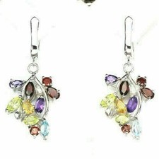 Silver Earrings Garnet