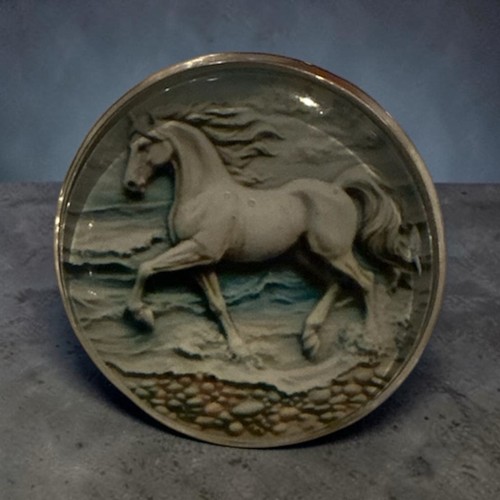 Horse glass pin brooch badge - brooch,