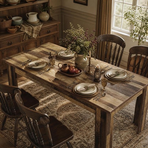 Wood farmhouse dining - farmhouse, table