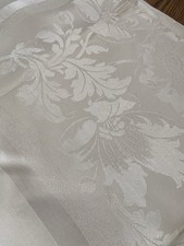 Vintage White Linen Damask Tablecloth & Napkins Wedding Buffet Christmas 222x173