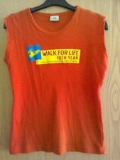 Vintage(1996)Red 10th Year WALK FOR LIFE 10k for HIV/AIDS Sleeveless T- Shirt. S