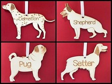 Personalised Wooden Bauble Dog Pet Christmas Tree Hanging Decoration, Dog Bauble