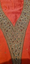 Unstitched 3-Piece Suit Indian/Pakistani/Asian Gold Diamonte 