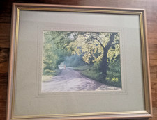 Framed woodland watercolour