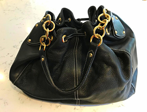 Furla black leather bucket - black,