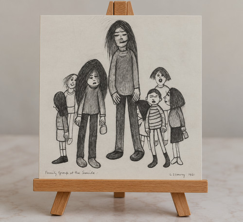 Lowry pencil drawing family - pencil,